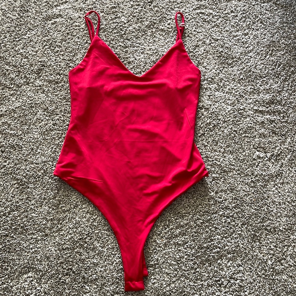 MIND CODE thong bodysuit w/ adjustable straps; size M